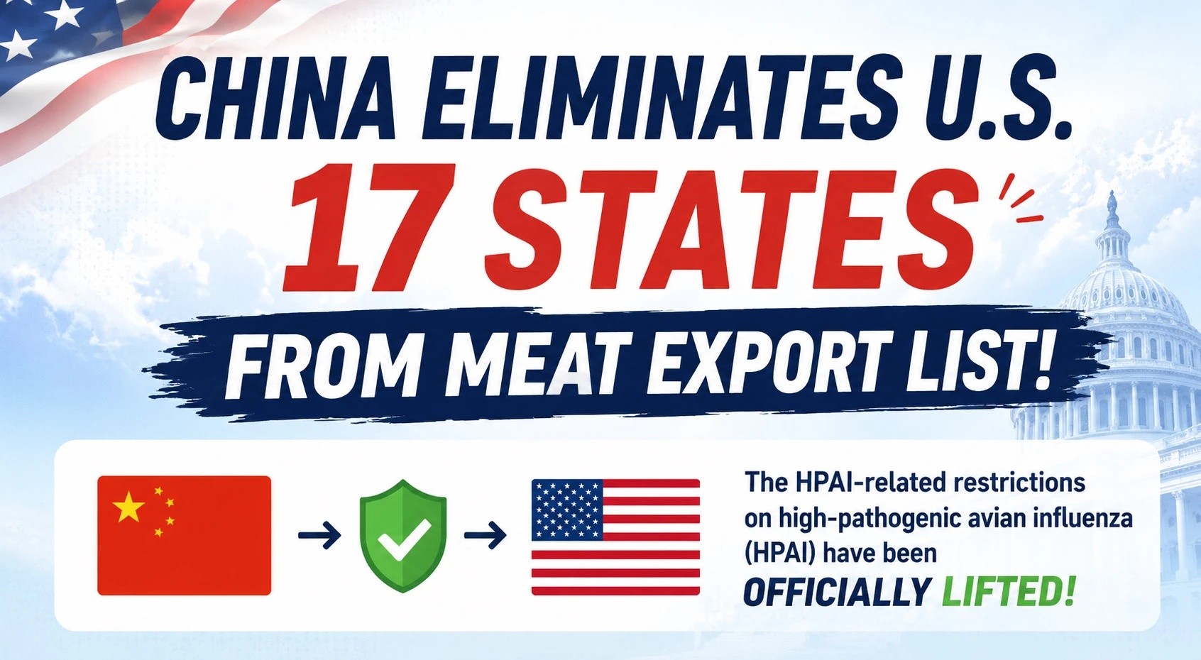 Breakthrough in China-US Poultry Meat Trade: China Lifts Poultry Export Restrict